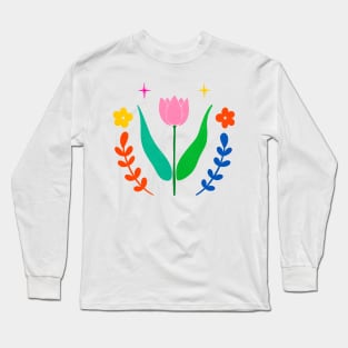 Tulips Flower Bold Colors Long Sleeve T-Shirt